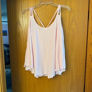 SHEIN Light Pink Eyelet Camisole Top